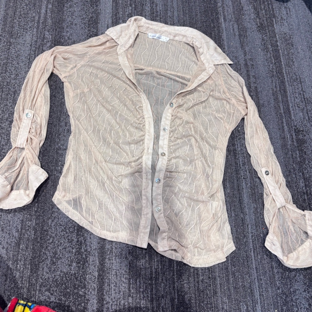 DNA Couture Light Beige Knit Funky Top
